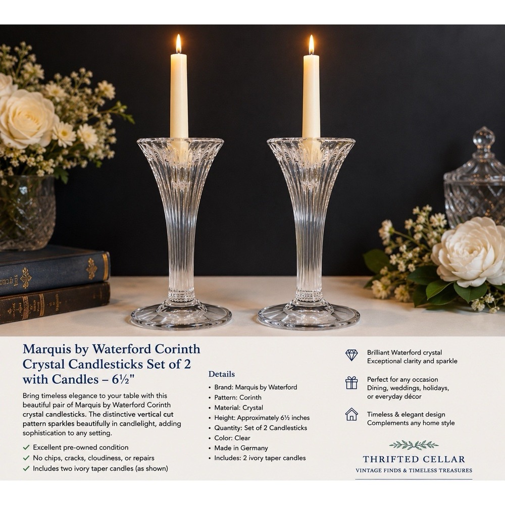Marquis by Waterford Corinth 6" Crystal Trumpet Vases Set of 2